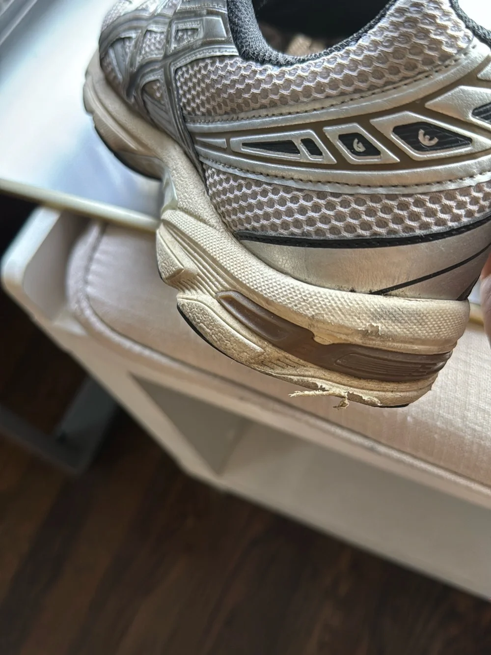 Asics Neutral Gray and Black Mesh Running Shoes